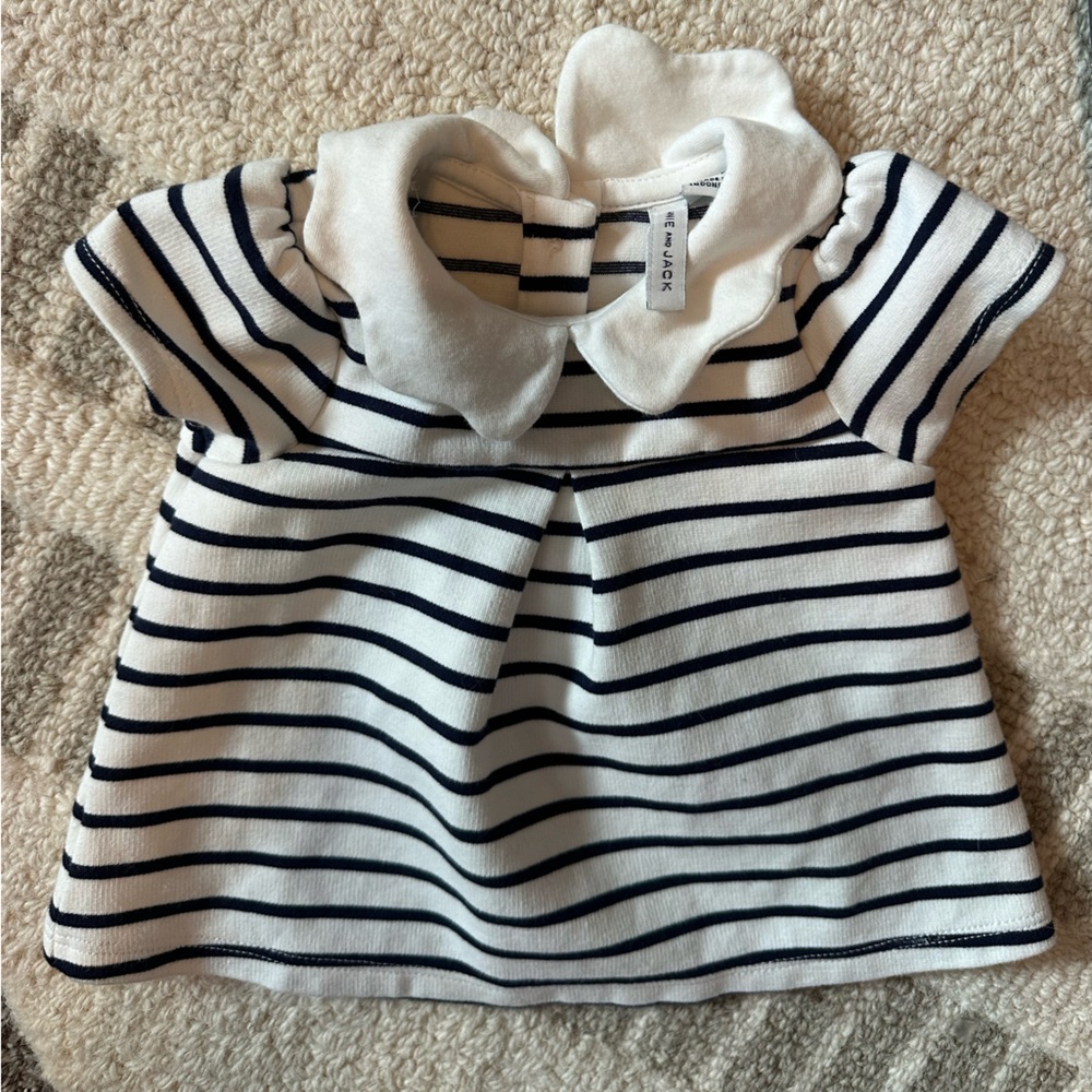 Janie and Jack Navy and White Striped Shirt